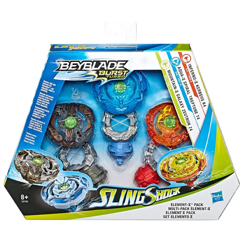 Pião de Batalha - Beyblade Burst Slingshock - Multipack Element-X - Hasbro  - Bumerang Brinquedos